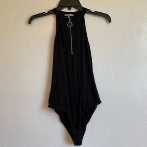 Black zipper up body suit